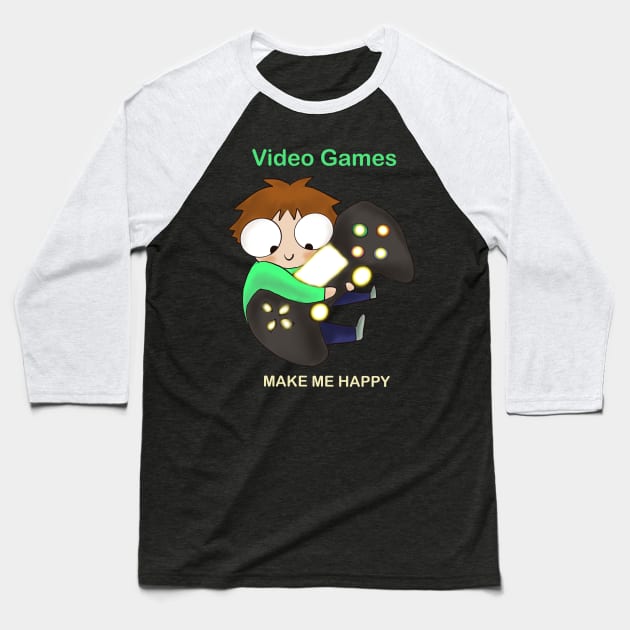 Video games make me happy Baseball T-Shirt by kozinoart